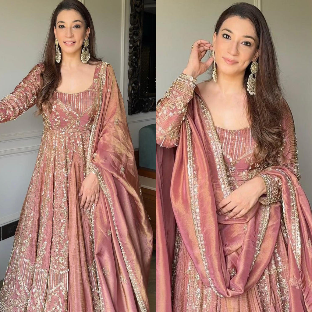 PARTY WEAR GOWN WITH EMBROIDERY  WORK
