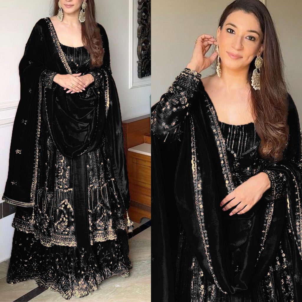 PARTY WEAR GOWN WITH EMBROIDERY  WORK